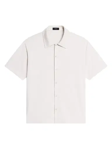 Theory Men's Striped Cotton-Blend Relaxed Shirt - Silver Cloud | Thumbnail 1 Theory Men's Striped Cotton-Blend Relaxed Shirt - Silver Cloud | Thumbnail 1