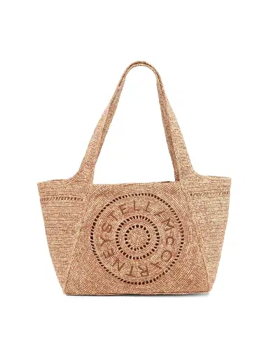 Stella McCartney Women's Salt & Pepper Crocheted Raffia Tote Bag - Natural Teak | Thumbnail 1 Stella McCartney Women's Salt & Pepper Crocheted Raffia Tote Bag - Natural Teak | Thumbnail 1