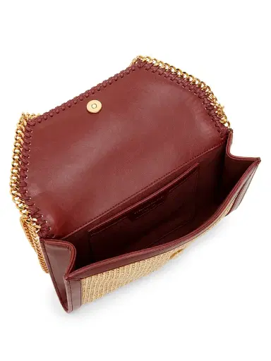 Stella McCartney Women's Falabella Chain-Trimmed Raffia Wallet - Natural Cherry | Thumbnail 4 Stella McCartney Women's Falabella Chain-Trimmed Raffia Wallet - Natural Cherry | Thumbnail 4