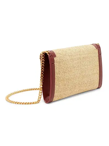 Stella McCartney Women's Falabella Chain-Trimmed Raffia Wallet - Natural Cherry | Thumbnail 6 Stella McCartney Women's Falabella Chain-Trimmed Raffia Wallet - Natural Cherry | Thumbnail 6