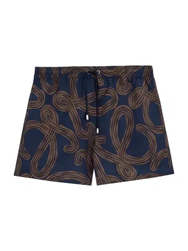 LOEWE Men's x Paula's Ibiza Swim Shorts - Navy Brown | Thumbnail 1 LOEWE Men's x Paula's Ibiza Swim Shorts - Navy Brown | Thumbnail 1