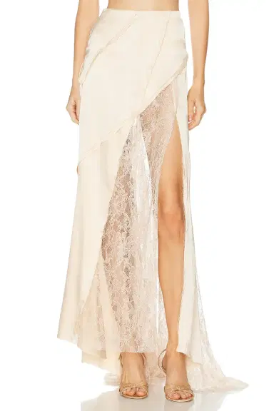 BLUMARINE Satin And Lace Skirt | Thumbnail 2 BLUMARINE Satin And Lace Skirt | Thumbnail 2