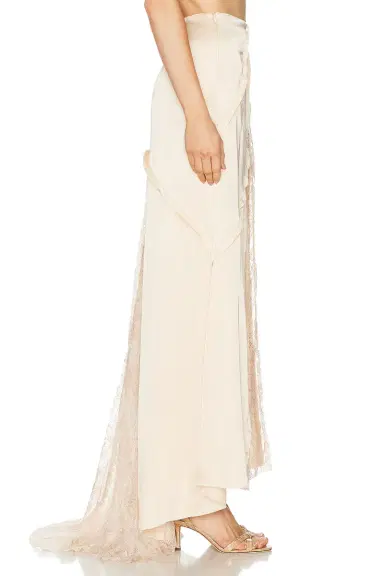BLUMARINE Satin And Lace Skirt | Thumbnail 3 BLUMARINE Satin And Lace Skirt | Thumbnail 3