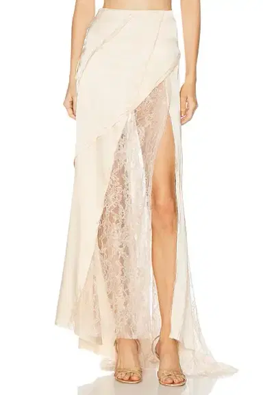 BLUMARINE Satin And Lace Skirt | Thumbnail 1 BLUMARINE Satin And Lace Skirt | Thumbnail 1