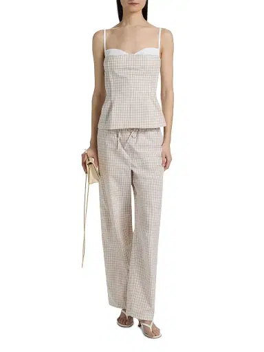 Simkhai Women's Gingham Drawstring Pants - Sand Gingham | Thumbnail 2 Simkhai Women's Gingham Drawstring Pants - Sand Gingham | Thumbnail 2