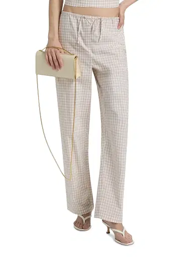 Simkhai Women's Gingham Drawstring Pants - Sand Gingham | Thumbnail 3 Simkhai Women's Gingham Drawstring Pants - Sand Gingham | Thumbnail 3