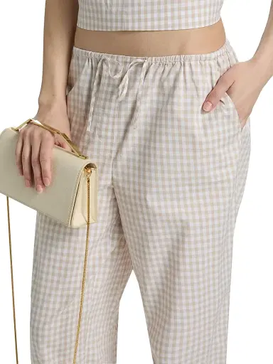 Simkhai Women's Gingham Drawstring Pants - Sand Gingham | Thumbnail 6 Simkhai Women's Gingham Drawstring Pants - Sand Gingham | Thumbnail 6