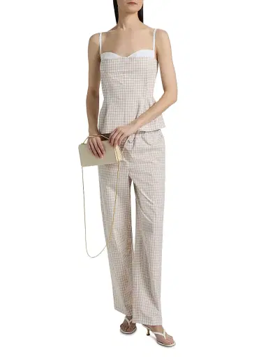Simkhai Women's Charlee Bustier Top - Sand Gingham | Thumbnail 2 Simkhai Women's Charlee Bustier Top - Sand Gingham | Thumbnail 2