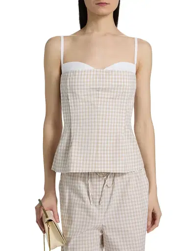 Simkhai Women's Charlee Bustier Top - Sand Gingham | Thumbnail 3 Simkhai Women's Charlee Bustier Top - Sand Gingham | Thumbnail 3