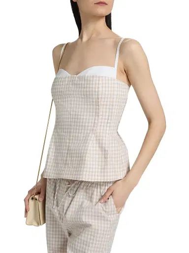 Simkhai Women's Charlee Bustier Top - Sand Gingham | Thumbnail 4 Simkhai Women's Charlee Bustier Top - Sand Gingham | Thumbnail 4