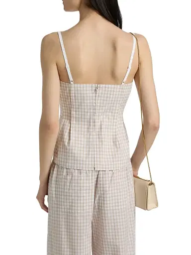 Simkhai Women's Charlee Bustier Top - Sand Gingham | Thumbnail 5 Simkhai Women's Charlee Bustier Top - Sand Gingham | Thumbnail 5