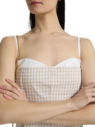 Simkhai Women's Charlee Bustier Top - Sand Gingham | Thumbnail 6 Simkhai Women's Charlee Bustier Top - Sand Gingham | Thumbnail 6