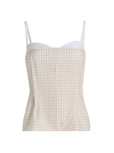 Simkhai Women's Charlee Bustier Top - Sand Gingham | Thumbnail 1 Simkhai Women's Charlee Bustier Top - Sand Gingham | Thumbnail 1