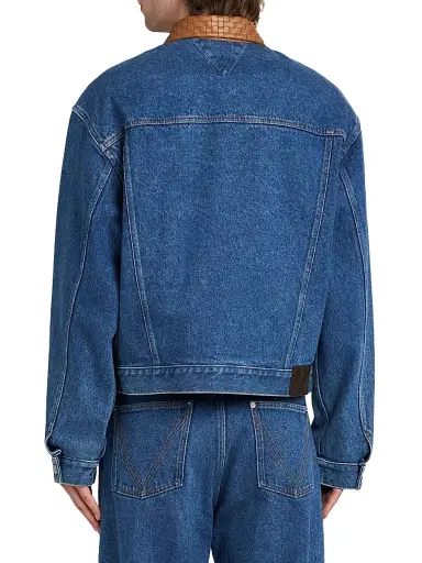 Bottega Veneta Men's Intrecciato Collar Denim Trucker Jacket - Medium Blue - Size 44 | Thumbnail 5 Bottega Veneta Men's Intrecciato Collar Denim Trucker Jacket - Medium Blue - Size 44 | Thumbnail 5