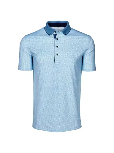 Greyson Men's Guardian Printed Polo Shirt - Wolf Blue | Thumbnail 1 Greyson Men's Guardian Printed Polo Shirt - Wolf Blue | Thumbnail 1
