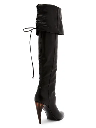 Alexander McQueen Women's Horn 105MM Leather Foldover Lace-Back Boots | Thumbnail 4 Alexander McQueen Women's Horn 105MM Leather Foldover Lace-Back Boots | Thumbnail 4