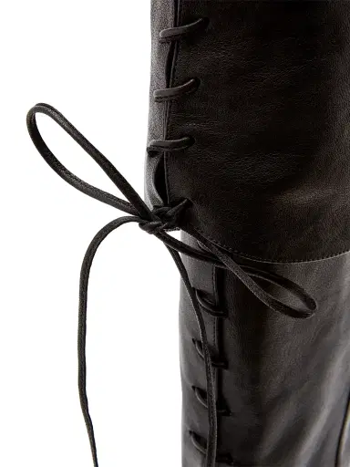 Alexander McQueen Women's Horn 105MM Leather Foldover Lace-Back Boots | Thumbnail 7 Alexander McQueen Women's Horn 105MM Leather Foldover Lace-Back Boots | Thumbnail 7