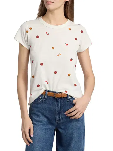 rag & bone Women's Baby Tomato Pima Cotton Jersey T-Shirt - Ecru | Thumbnail 3 rag & bone Women's Baby Tomato Pima Cotton Jersey T-Shirt - Ecru | Thumbnail 3