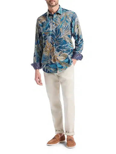 Robert Graham Men's Chorro Embroidered Leaf Print Shirt | Thumbnail 2 Robert Graham Men's Chorro Embroidered Leaf Print Shirt | Thumbnail 2