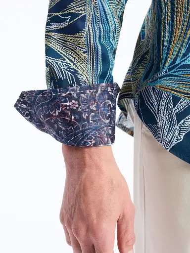 Robert Graham Men's Chorro Embroidered Leaf Print Shirt | Thumbnail 5 Robert Graham Men's Chorro Embroidered Leaf Print Shirt | Thumbnail 5