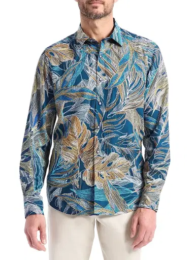 Robert Graham Men's Chorro Embroidered Leaf Print Shirt | Thumbnail 1 Robert Graham Men's Chorro Embroidered Leaf Print Shirt | Thumbnail 1