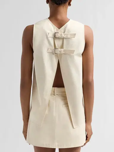 Proenza Schouler Women's Nerina Cotton Drill Top - Marzipan - Size 12 | Thumbnail 3 Proenza Schouler Women's Nerina Cotton Drill Top - Marzipan - Size 12 | Thumbnail 3