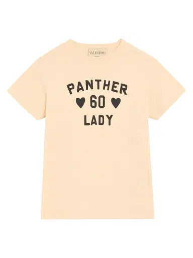 Valentino Garavani Women's Cotton Jersey T-Shirt with Panther Lady Print - Birch Black | Thumbnail 1 Valentino Garavani Women's Cotton Jersey T-Shirt with Panther Lady Print - Birch Black | Thumbnail 1
