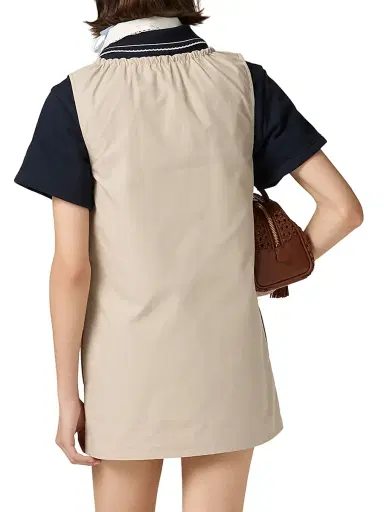 Miu Miu Women's Panama Cotton Dress - Beige Khaki | Thumbnail 4 Miu Miu Women's Panama Cotton Dress - Beige Khaki | Thumbnail 4