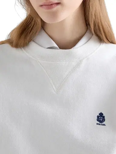 Prada Women's Crew-Neck Cotton Sweatshirt - White | Thumbnail 5 Prada Women's Crew-Neck Cotton Sweatshirt - White | Thumbnail 5