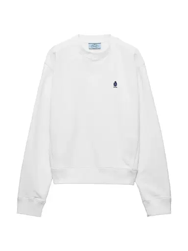 Prada Women's Crew-Neck Cotton Sweatshirt - White | Thumbnail 1 Prada Women's Crew-Neck Cotton Sweatshirt - White | Thumbnail 1