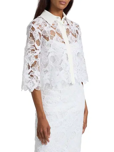 Chiara Boni La Petite Robe Women's Euryd Lace Open-Knit Button-Front Shirt | Thumbnail 4 Chiara Boni La Petite Robe Women's Euryd Lace Open-Knit Button-Front Shirt | Thumbnail 4
