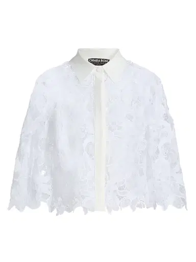 Chiara Boni La Petite Robe Women's Euryd Lace Open-Knit Button-Front Shirt | Thumbnail 1 Chiara Boni La Petite Robe Women's Euryd Lace Open-Knit Button-Front Shirt | Thumbnail 1