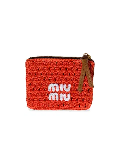 Miu Miu Women's Crochet Zipper Pouch - Brown | Thumbnail 2 Miu Miu Women's Crochet Zipper Pouch - Brown | Thumbnail 2