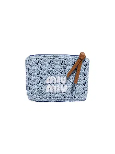 Miu Miu Women's Crochet Zipper Pouch - Blue | Thumbnail 2 Miu Miu Women's Crochet Zipper Pouch - Blue | Thumbnail 2