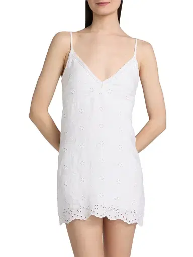 LoveShackFancy Women's Peppy Eyelet Cotton Minidress - Optic White - Size 12 | Thumbnail 3 LoveShackFancy Women's Peppy Eyelet Cotton Minidress - Optic White - Size 12 | Thumbnail 3