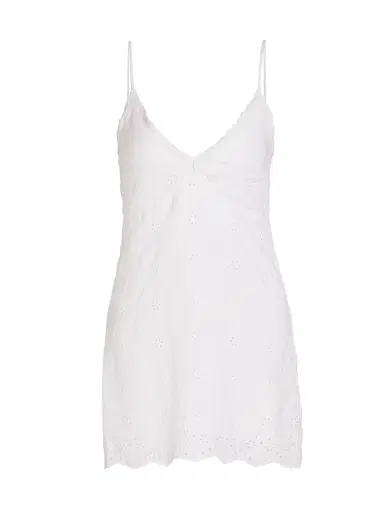 LoveShackFancy Women's Peppy Eyelet Cotton Minidress - Optic White - Size 12 | Thumbnail 1 LoveShackFancy Women's Peppy Eyelet Cotton Minidress - Optic White - Size 12 | Thumbnail 1