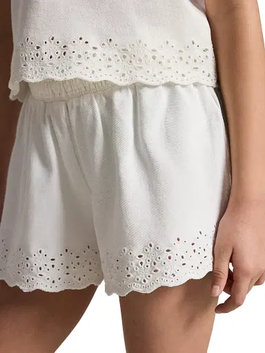 Polo Ralph Lauren Little Girl's & Girl's Eyelet Stretch Mesh Polo Shirt & Shorts Set - White | Thumbnail 6 Polo Ralph Lauren Little Girl's & Girl's Eyelet Stretch Mesh Polo Shirt & Shorts Set - White | Thumbnail 6