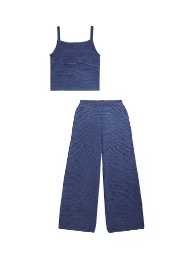 Polo Ralph Lauren Little Girl's & Girl's 2-Piece Crochet Knit Cotton Top & Pants Set - Earth Blue | Thumbnail 2 Polo Ralph Lauren Little Girl's & Girl's 2-Piece Crochet Knit Cotton Top & Pants Set - Earth Blue | Thumbnail 2