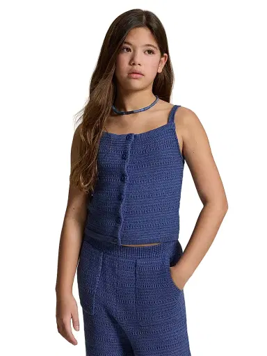 Polo Ralph Lauren Little Girl's & Girl's 2-Piece Crochet Knit Cotton Top & Pants Set - Earth Blue | Thumbnail 5 Polo Ralph Lauren Little Girl's & Girl's 2-Piece Crochet Knit Cotton Top & Pants Set - Earth Blue | Thumbnail 5