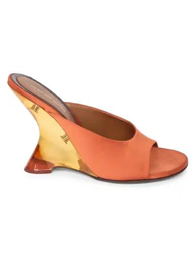 Dries Van Noten Women's 100MM Satin Wedge Mules | Thumbnail 1 Dries Van Noten Women's 100MM Satin Wedge Mules | Thumbnail 1