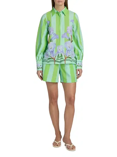 VERANDAH Women's Ammama Neelgiri Wild Flower Tunic Blouse - Aqua And Green Neelgiri - Size Large | Thumbnail 2 VERANDAH Women's Ammama Neelgiri Wild Flower Tunic Blouse - Aqua And Green Neelgiri - Size Large | Thumbnail 2