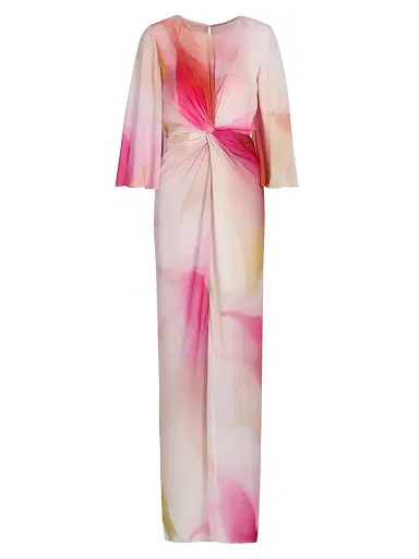 PRABAL GURUNG Women's Dyed Twist Chiffon Gown - Pink Multi - Size 2 | Thumbnail 1 PRABAL GURUNG Women's Dyed Twist Chiffon Gown - Pink Multi - Size 2 | Thumbnail 1