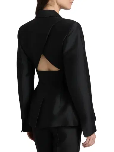 PRABAL GURUNG Women's Sculpted Silk-Wool Double-Breasted Blazer | Thumbnail 5 PRABAL GURUNG Women's Sculpted Silk-Wool Double-Breasted Blazer | Thumbnail 5