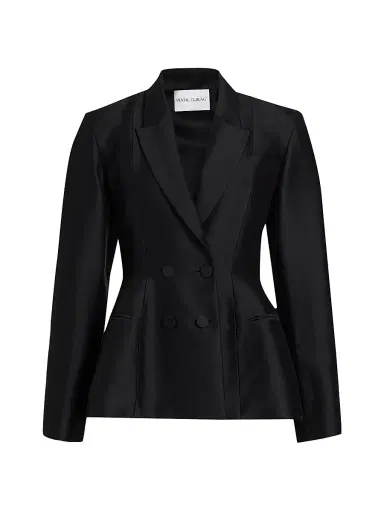 PRABAL GURUNG Women's Sculpted Silk-Wool Double-Breasted Blazer | Thumbnail 1 PRABAL GURUNG Women's Sculpted Silk-Wool Double-Breasted Blazer | Thumbnail 1