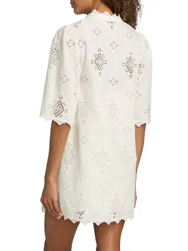 Ba&sh Women's Malo Embroidered Scalloped-Hem Minidress - Ecru | Thumbnail 5 Ba&sh Women's Malo Embroidered Scalloped-Hem Minidress - Ecru | Thumbnail 5