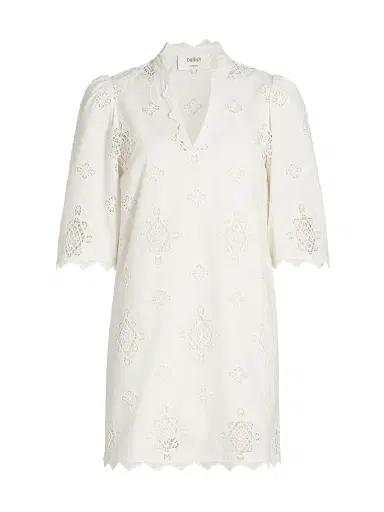 Ba&sh Women's Malo Embroidered Scalloped-Hem Minidress - Ecru | Thumbnail 1 Ba&sh Women's Malo Embroidered Scalloped-Hem Minidress - Ecru | Thumbnail 1