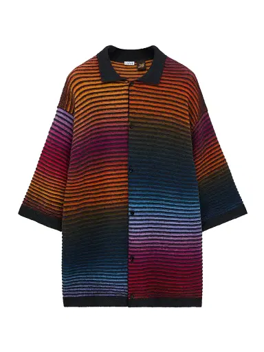 LOEWE Men's x Paula's Ibiza Striped Knit Shirt - Multicolor Black | Thumbnail 1 LOEWE Men's x Paula's Ibiza Striped Knit Shirt - Multicolor Black | Thumbnail 1