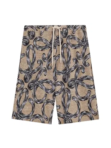 LOEWE Men's x Paula's Ibiza Towel Terry Jacquard Shorts - Beige Black | Thumbnail 1 LOEWE Men's x Paula's Ibiza Towel Terry Jacquard Shorts - Beige Black | Thumbnail 1