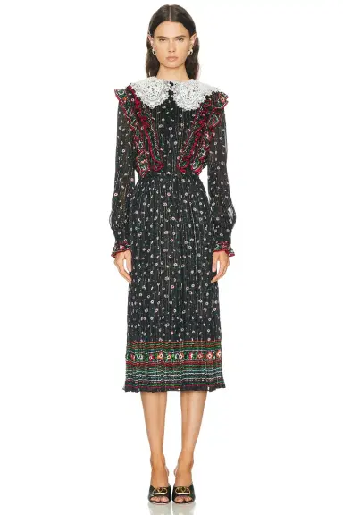 Valentino Embroidered Apres L'Hiver Midi Dress | Thumbnail 1 Valentino Embroidered Apres L'Hiver Midi Dress | Thumbnail 1