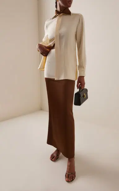 BEVZA Exclusive Double-Layer Satin Maxi Skirt | Thumbnail 2 BEVZA Exclusive Double-Layer Satin Maxi Skirt | Thumbnail 2